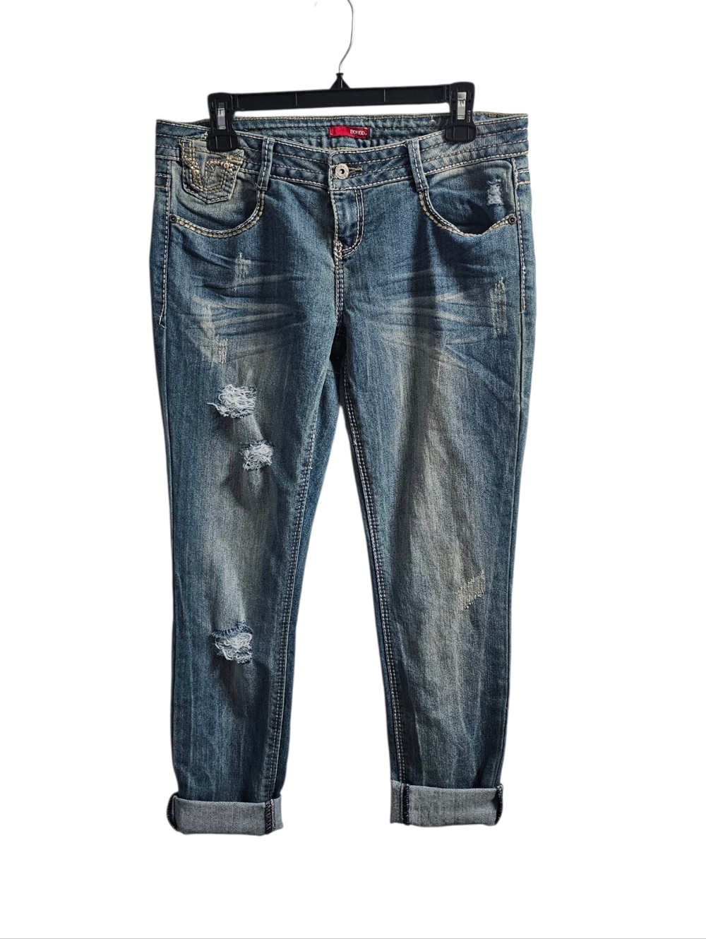Bongo Vintage y2k Distressed Boyfriend Jeans Size 11 Low Rise